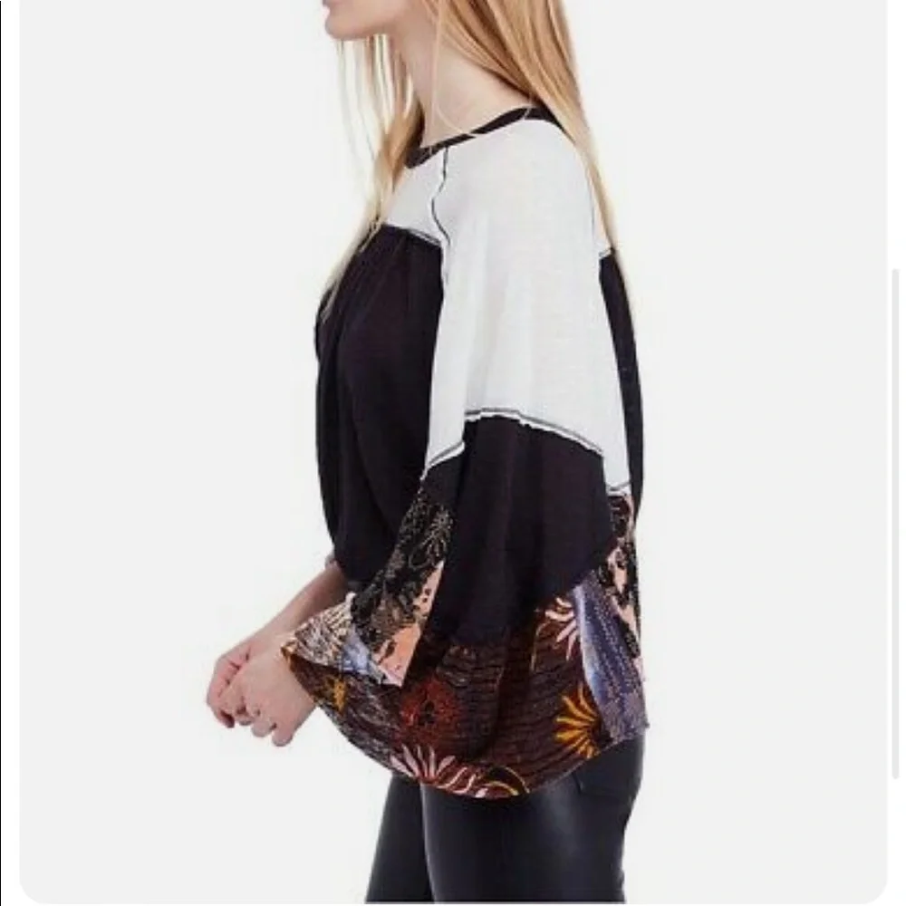 Free People NWT Friday Fever Top OB799522 Top Relaxed Black Size S